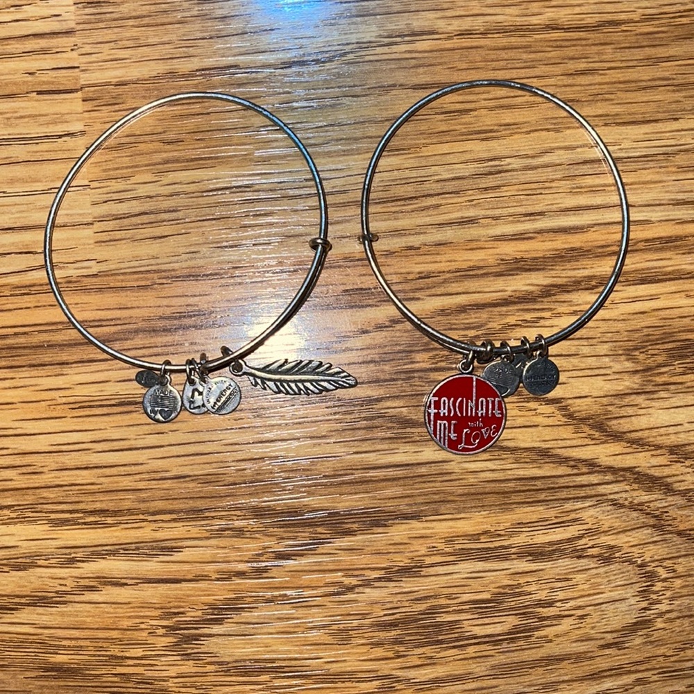 Alex and Ani bracelets.